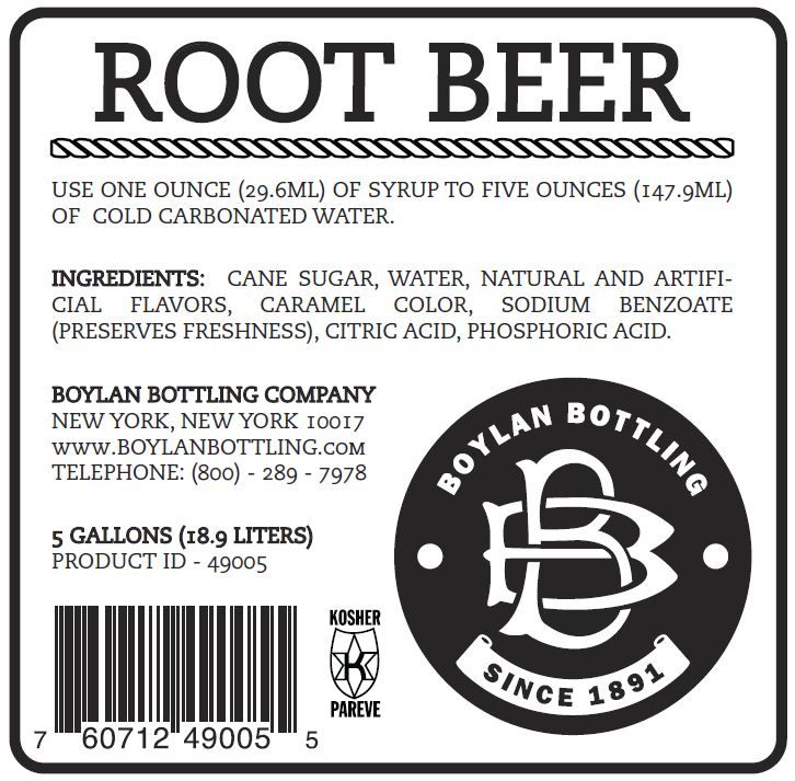 Boylan Bottling Root Beer Soda, 5 Gallon
