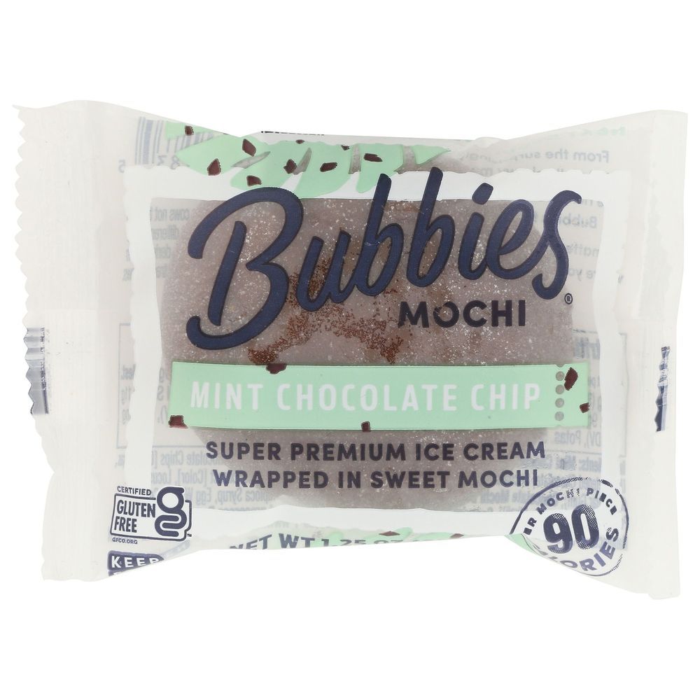 Bubbies Mochi Mint Chocolate Chip Ice Cream, 1.25 Ounce -- 50 Per Case