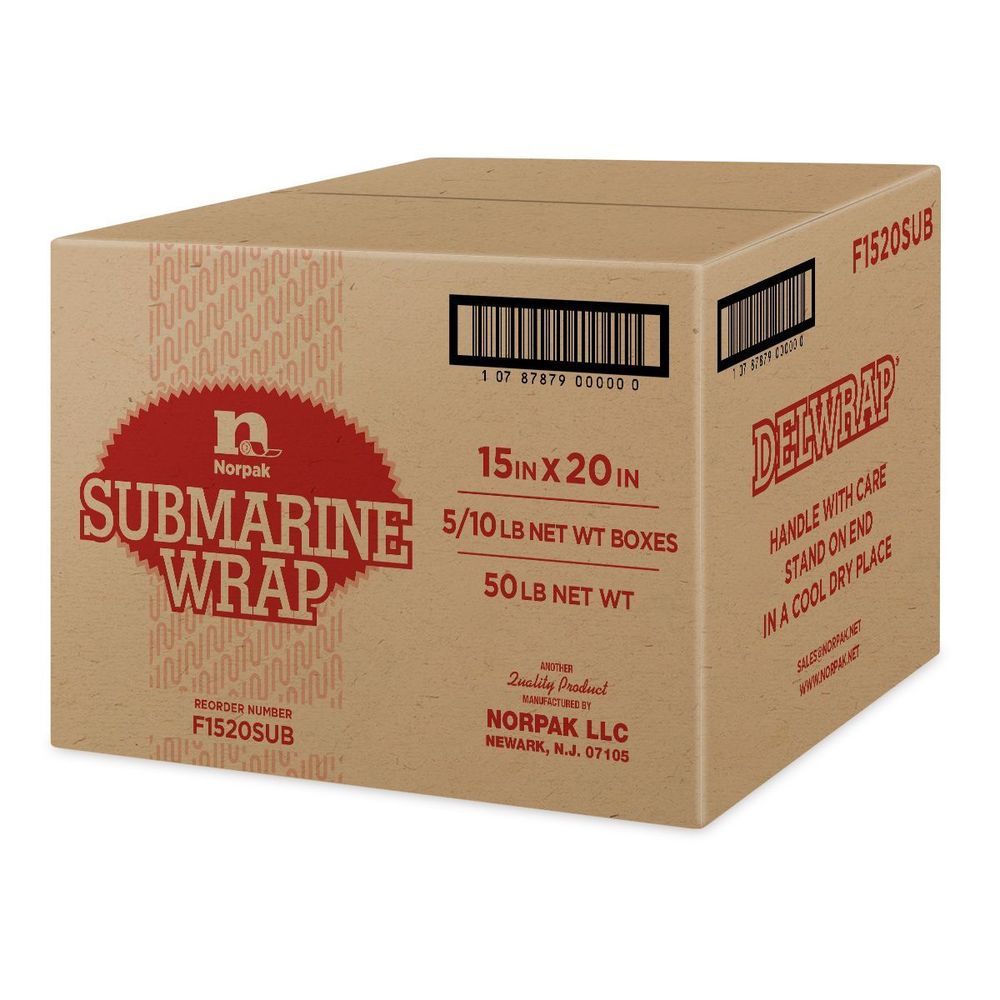 Norpak Submarine Wrap 15 X 20 Inch Dry Wax Paper, 50 Pound