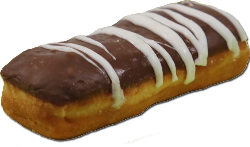 Prairie City Bakery Premium Long John Custard Filled Chocolate Iced Donut With White Icing Drizzle, 28.8 Ounce -- 4 Per Case