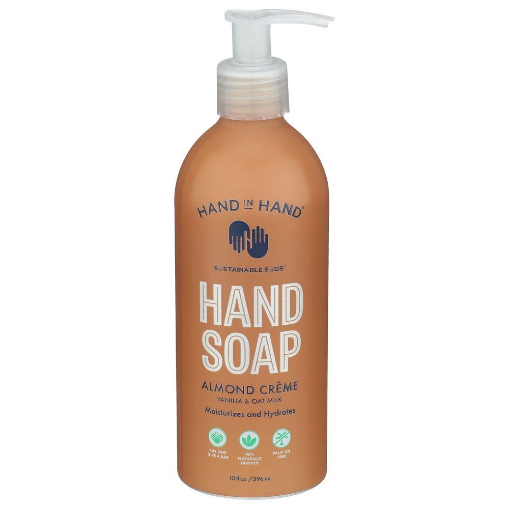 Hand In Hand Almond Creme Liquid Hand Soap, 10 Fluid Ounce -- 3 Per Case