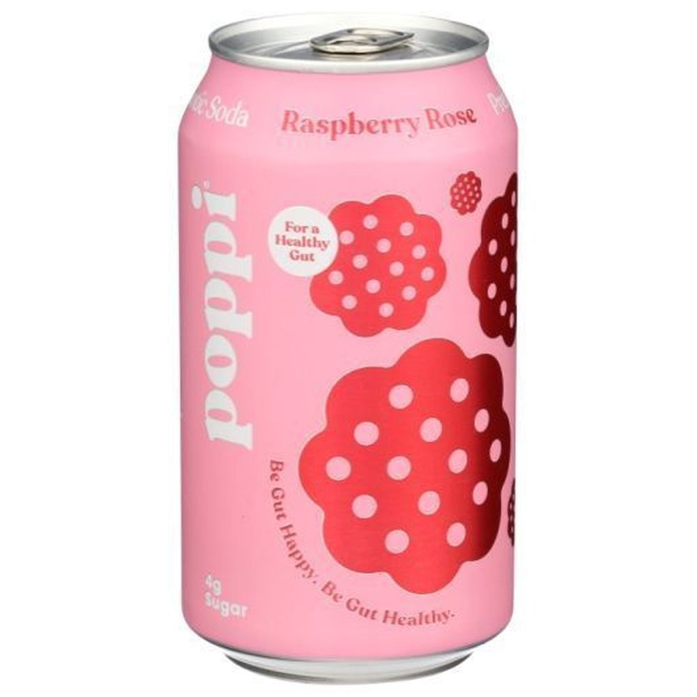 Poppi Raspberry Rose Prebiotic Soda, 12 Fluid Ounce -- 12 Per Case