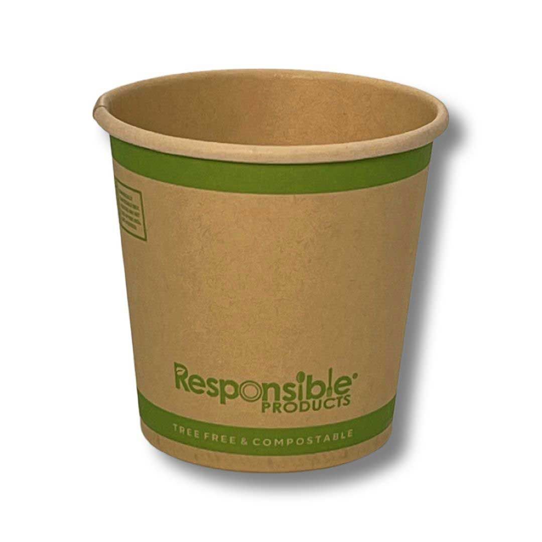Responsible Products Tree-less Natural Kraft Compostable Paper Hot Cup, 4 Ounce Capacity -- 1000 Per Case