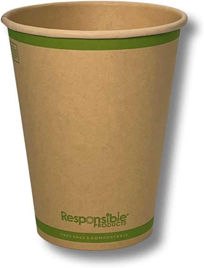 Responsible Products Tree-less Natural Kraft Compostable Paper Hot Cup, 10 Ounce Capacity -- 1000 Per Case