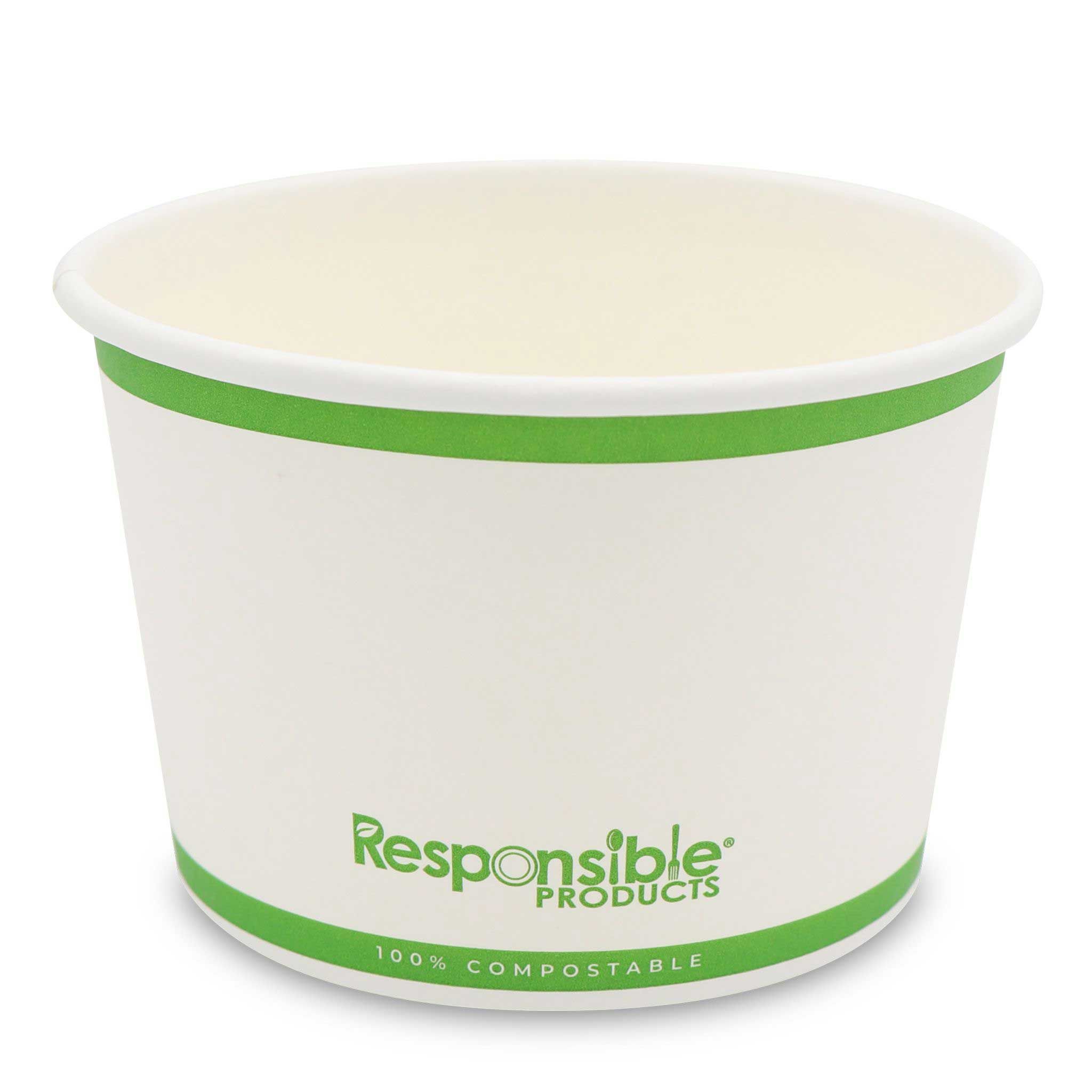 Responsible Products Tree-less White Compostable Paper Food Container, 16 Ounce Capacity -- 250 Per Case