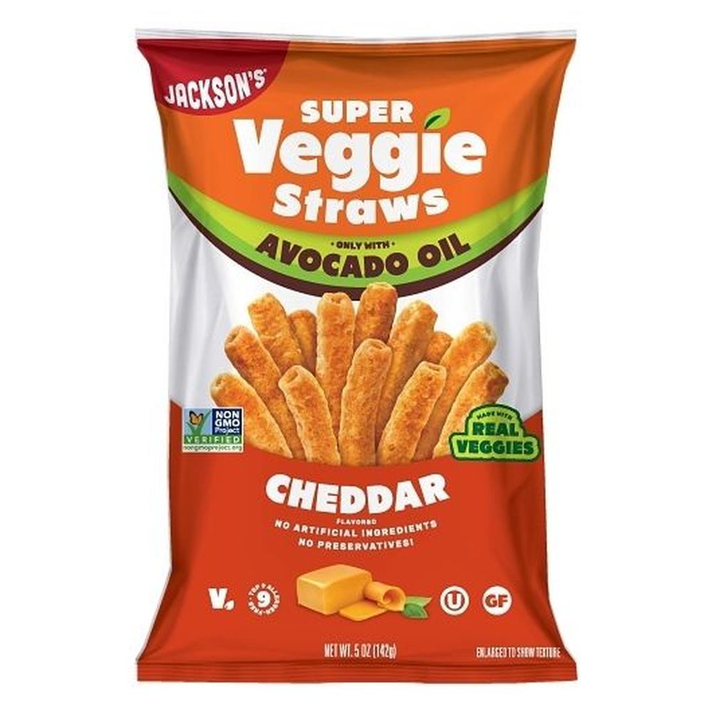 Jacksons Cheddar Flavored Avocado Oil Super Veggie Straws, 5 Ounce -- 12 Per Case
