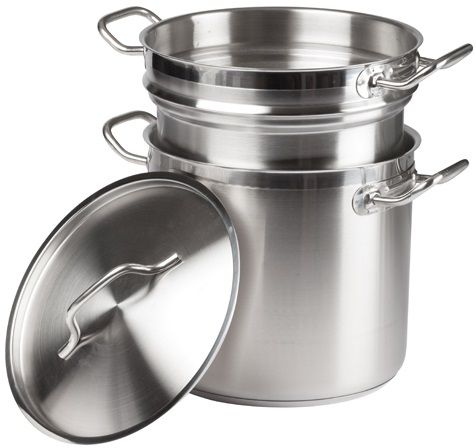 Winco Stainless Steel Double Boiler With Cover, 12 Quart