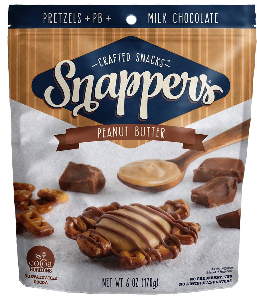 Snappers Pretzels Plus Caramel Plus Milk Dark Peanut Butter Chocolate Snacks, Display, 6 Ounce -- 30 Per Case