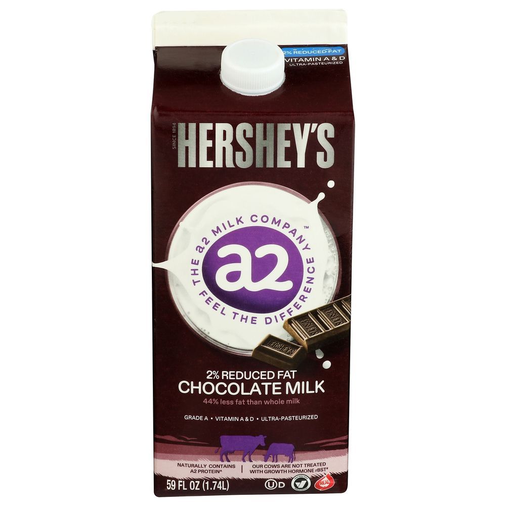 A2 Milk Hersheys 2 Percent Reduced Fat Chocolate Milk, 59 Fluid Ounce -- 6 Per Case