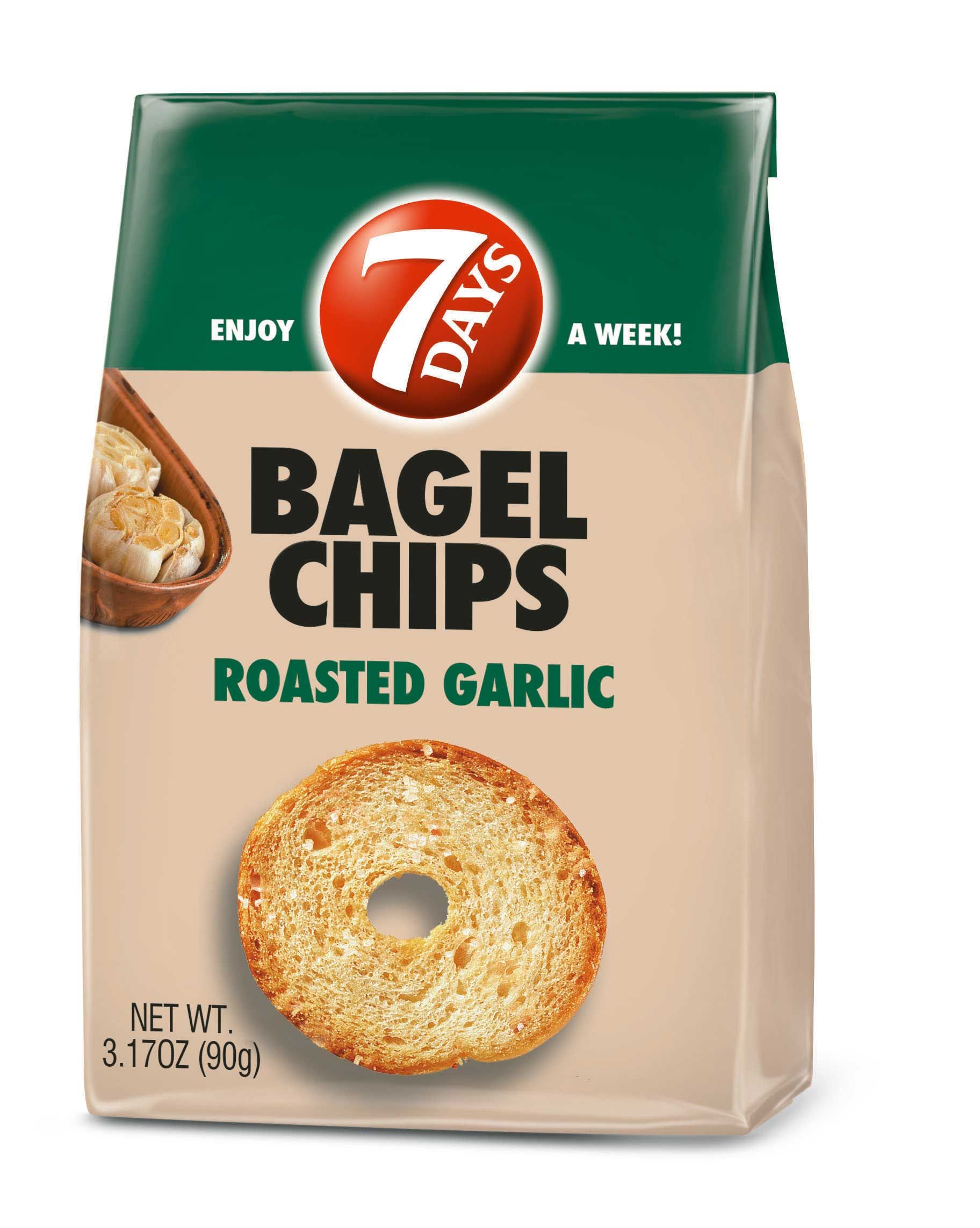 7 Days Roasted Garlic Bagel Chips, 3.17 Ounce -- 12 Per Case