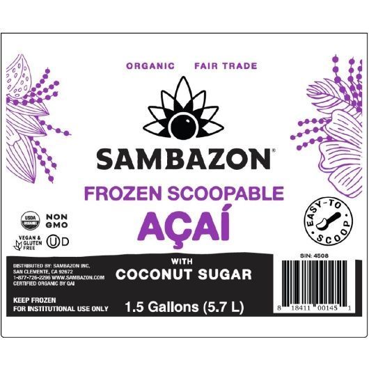 Sambazon Scoopable Acai With Coconut Sugar, 1.5 Gallon