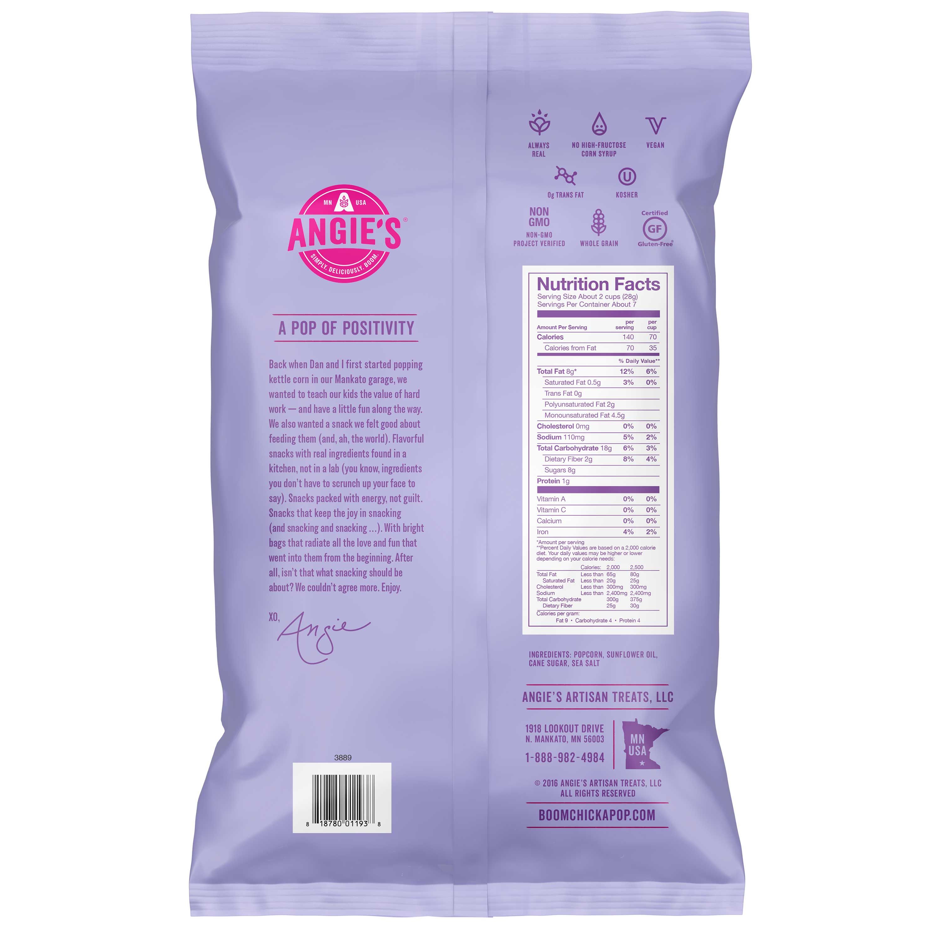 Angie's Boomchickapop Sweet And Salty Kettle Corn, 7 Ounce -- 12 Per Case