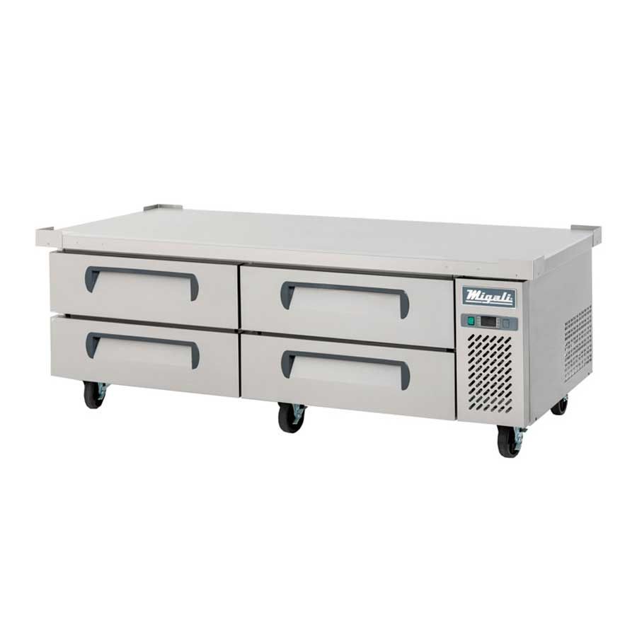 Migali Stainless Steel 72 Inch Wide Refrigerated Chef Base, 72.4 Inch Width X 32 Inch Depth X 26.6 Inch Height