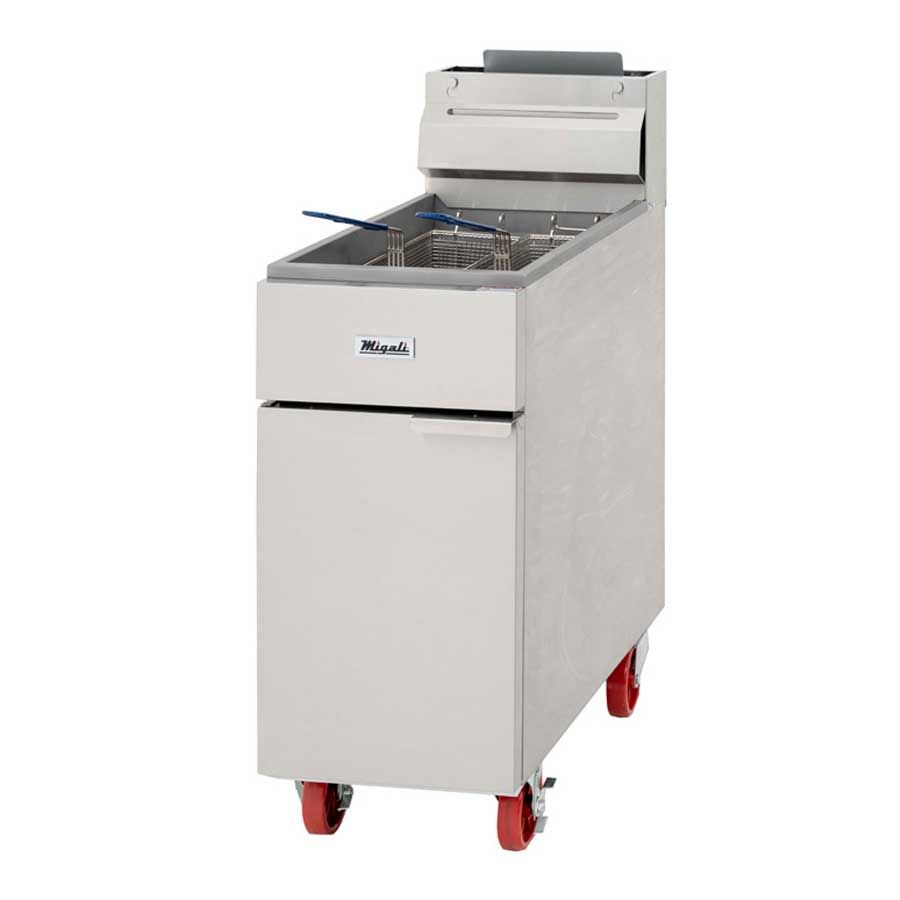 Migali 40 Pound Natural Gas Fryer, 15.6 Inch Width X 30.1 Inch Depth X 44.4 Inch Height