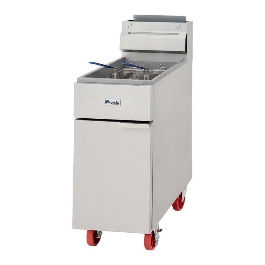 Migali 50 Pound Natural Gas Fryer, 15.6 Inch Width X 30.1 Inch Depth X 44.4 Inch Height