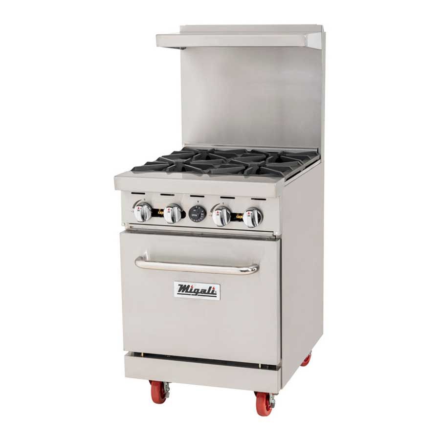 Migali Liquid Propane 4 Burners Range With 1 Oven, 24 Inch Width X 32 Inch Depth X 46.6 Inch Height