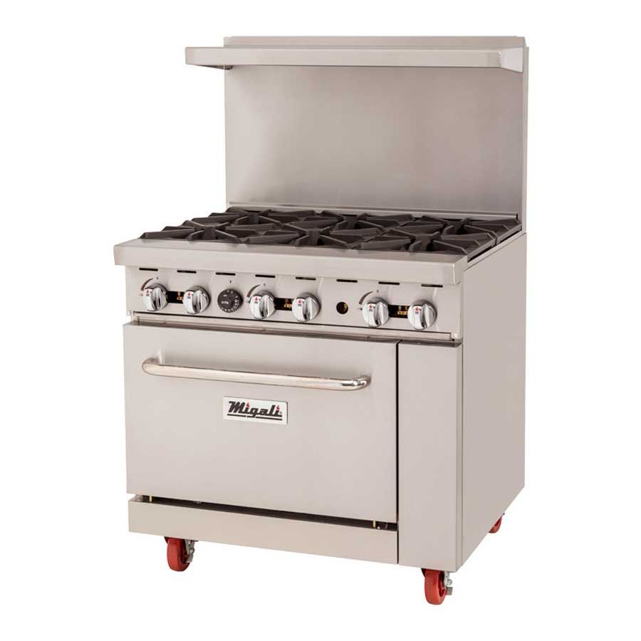 Migali Liquid Propane 6 Burners Range With 1 Oven, 36 Inch Width X 31 Inch Depth X 56.4 Inch Height