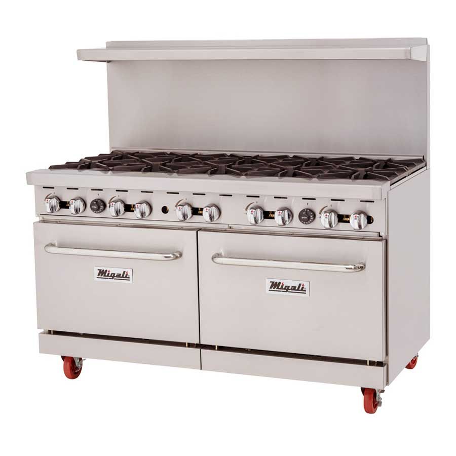 Migali 10 Burners Natural Gas Range And Oven, 60 Inch Width X 31 Inch Depth X 55.25 Inch Height