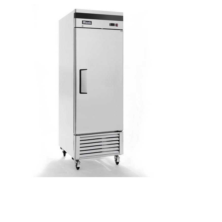 Migali Stainless Steel 1 Door Reach-in Freezer With 3 Adjustable Shelves, 27 Inch Width X 31.5 Inch Depth X 83.2 Inch Height