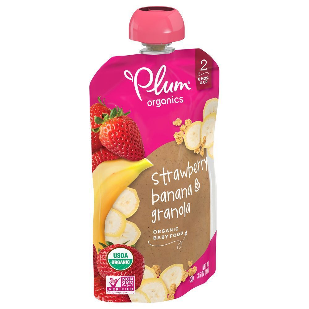 Plum Organics Strawberry Banana And Granola Baby Food For Stage 2, 3.5 Ounce -- 12 Per Case