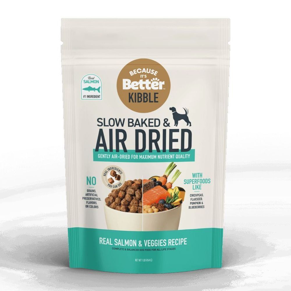 Because Its Better Kibble Slow Baked Air Dried Real Salmon And Veggies Recipe Dog Food, 16 Ounce -- 4 Per Case