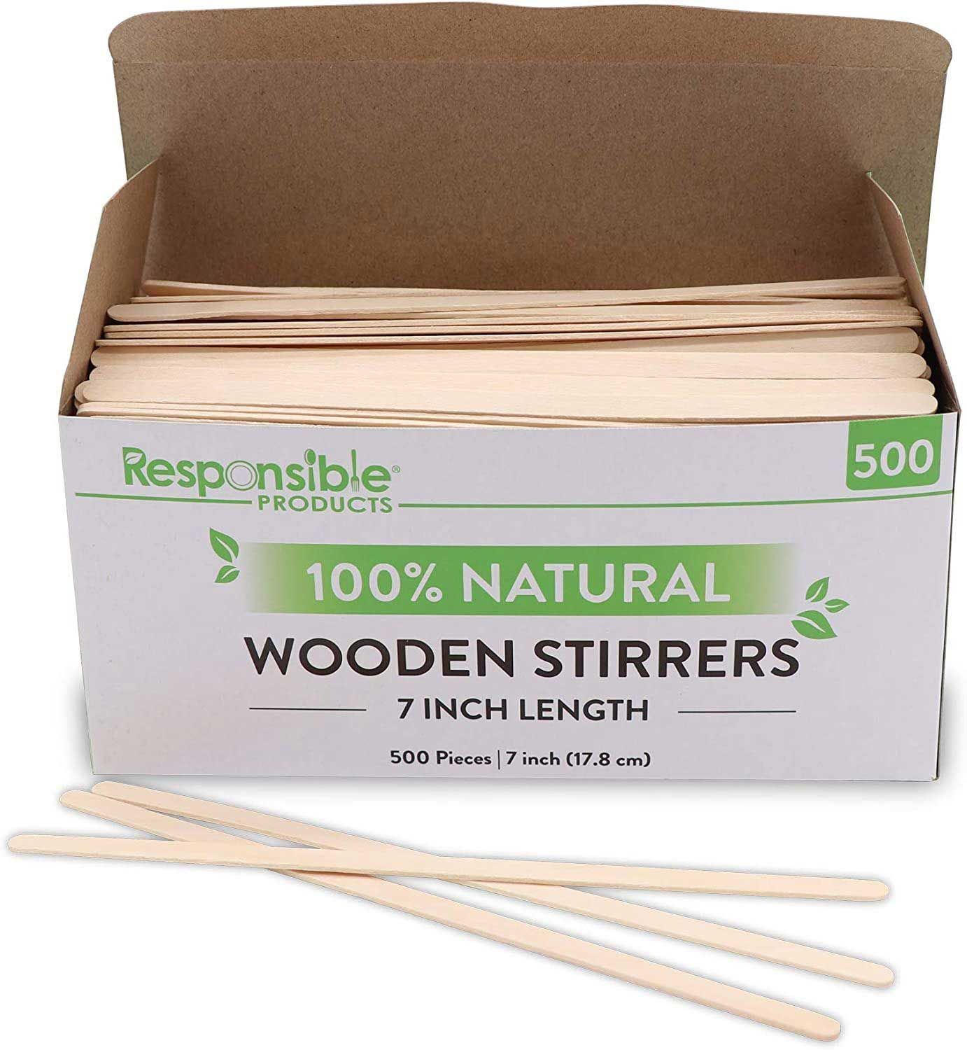Responsible Products Natural Birch Wood Coffee Stirrer, 7 Inch -- 10000 Per Case