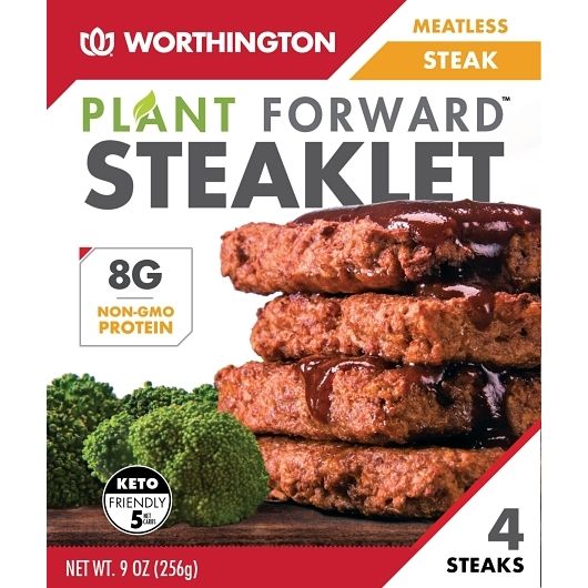 Worthington Plant Based Beef Style Steaklet, 9 Ounce -- 8 Per Case