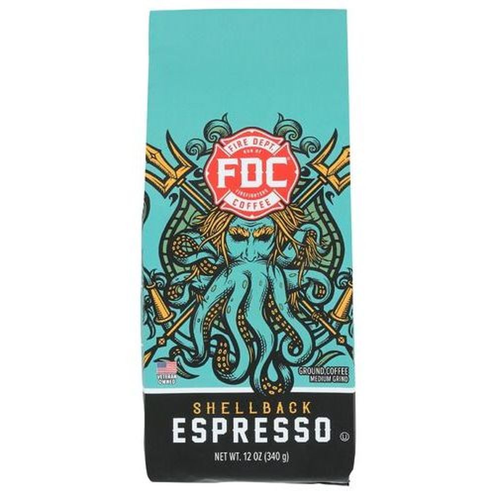 Fire Department Coffee Shell Back Espresso Ground Coffee, 12 Ounce -- 6 Per Case