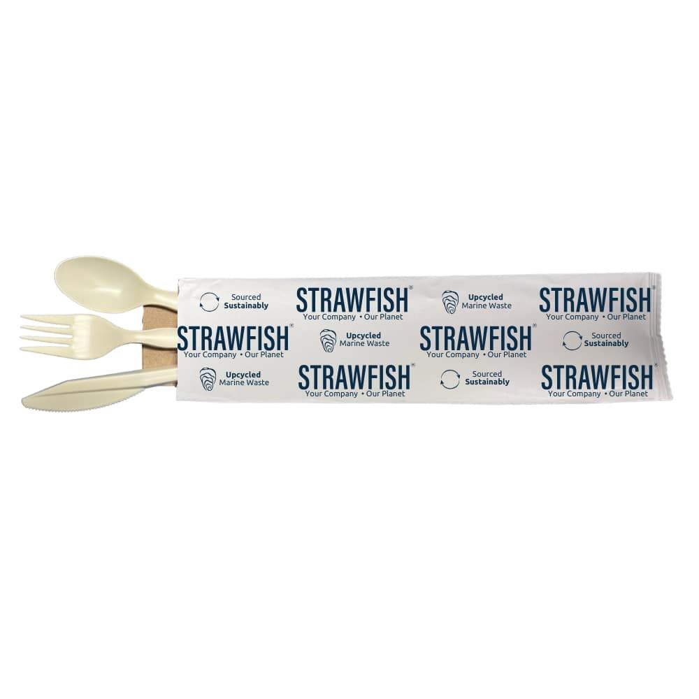 Strawfish Natural Biodegradable 4 Piece Cutlery Kit -- 250 Per Case