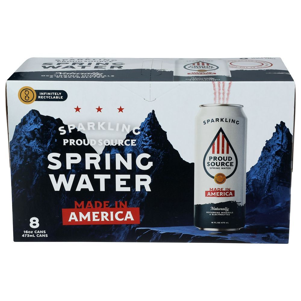 Proud Source 16 Fluid Ounce Sparkling Spring Water, 8 Count -- 3 Per Case