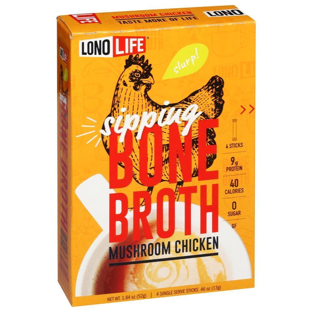 Lonolife 0.46 Ounce Mushroom Chicken Bone Broth Powder Mix, 4 Count -- 6 Per Case