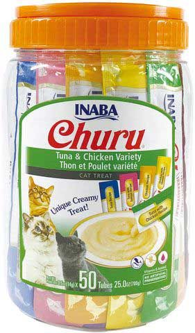 Inaba Churu Puree Tuna And Chicken Recipe Cat Treats Variety Pack, 25 Ounce -- 3 Per Case