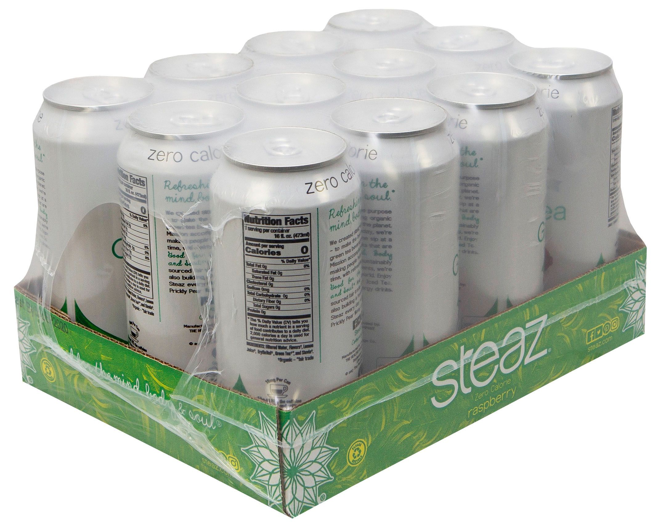 Steaz Organic Zero Calorie Raspberry Iced Tea, 16 Ounce -- 12 Per Case