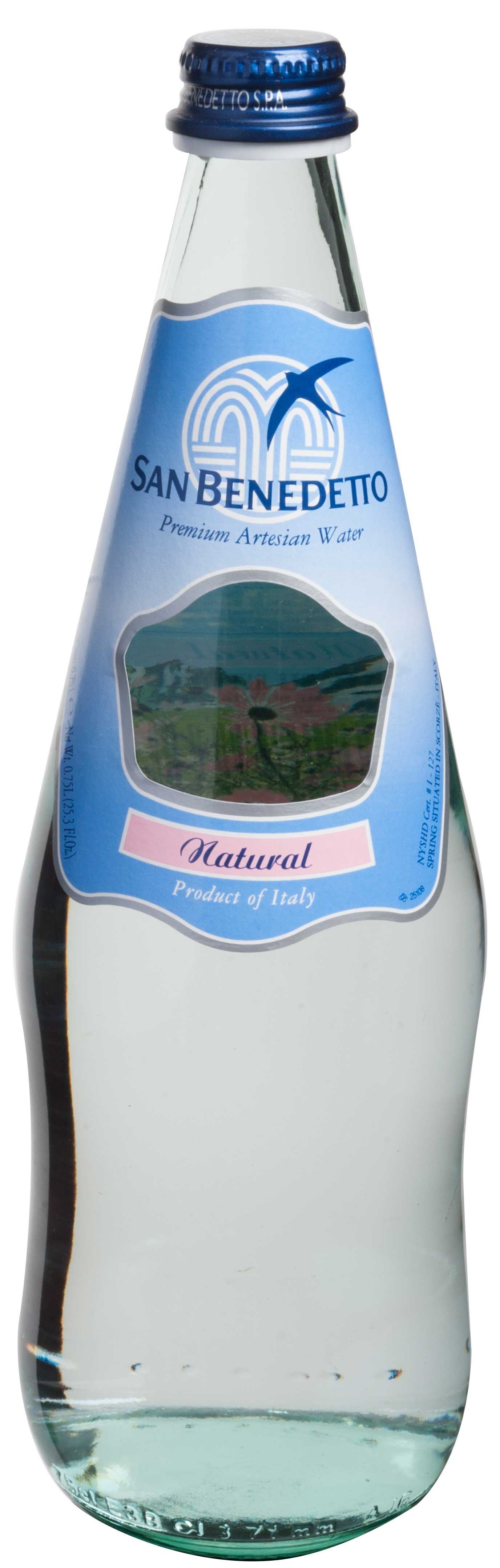 San Benedetto Natural Water, 25.3 Fluid Ounce Glass Bottle -- 12 Per Case