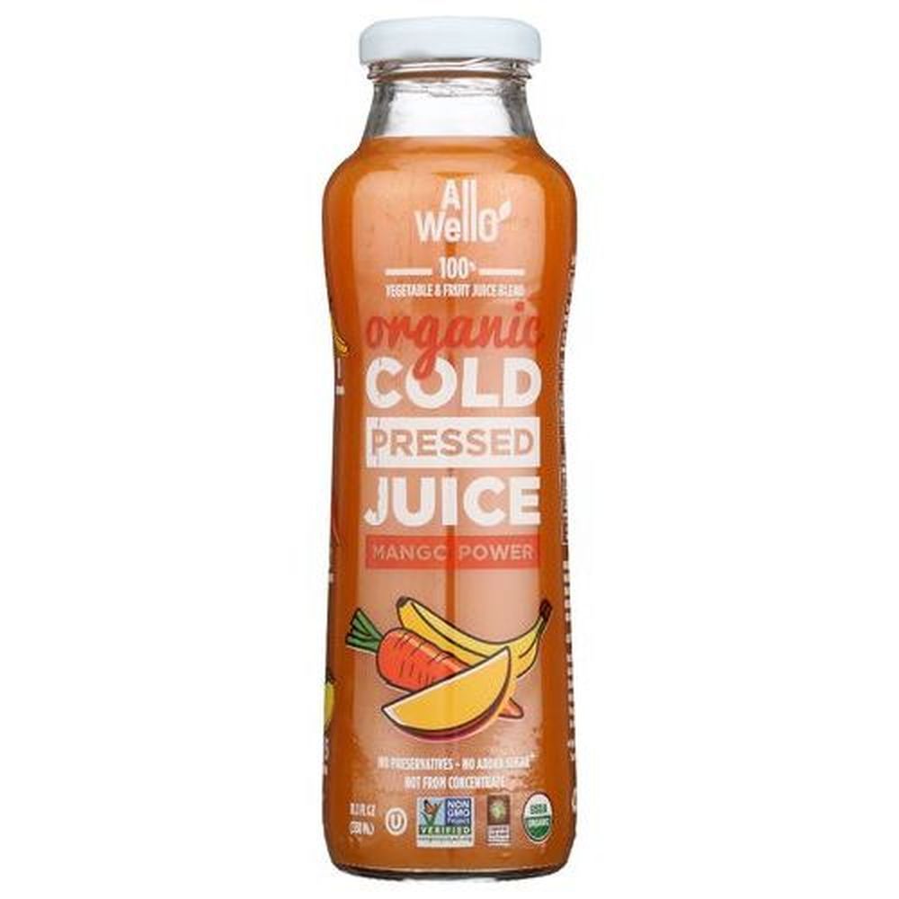 Allwello Organic Mango Power Cold Pressed Juice, 11.1 Fluid Ounce -- 12 Per Case