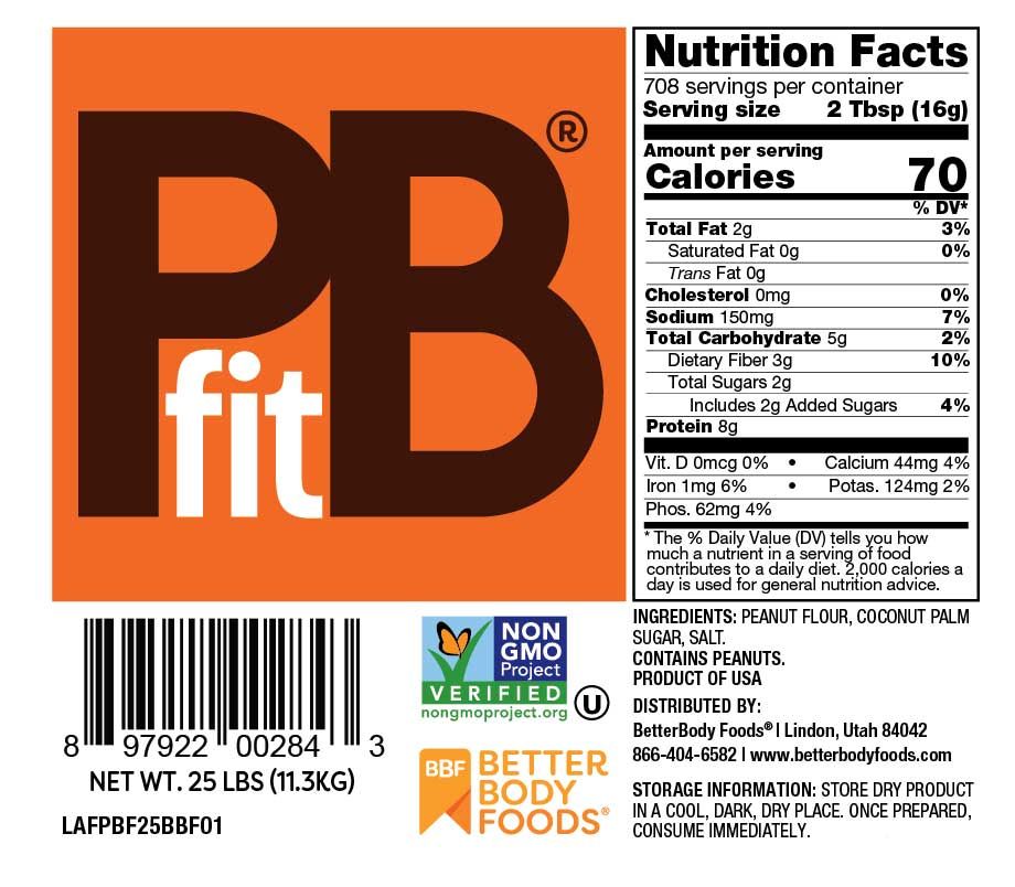 Betterbody Foods Pbfit Peanut Butter, 25 Pound Box