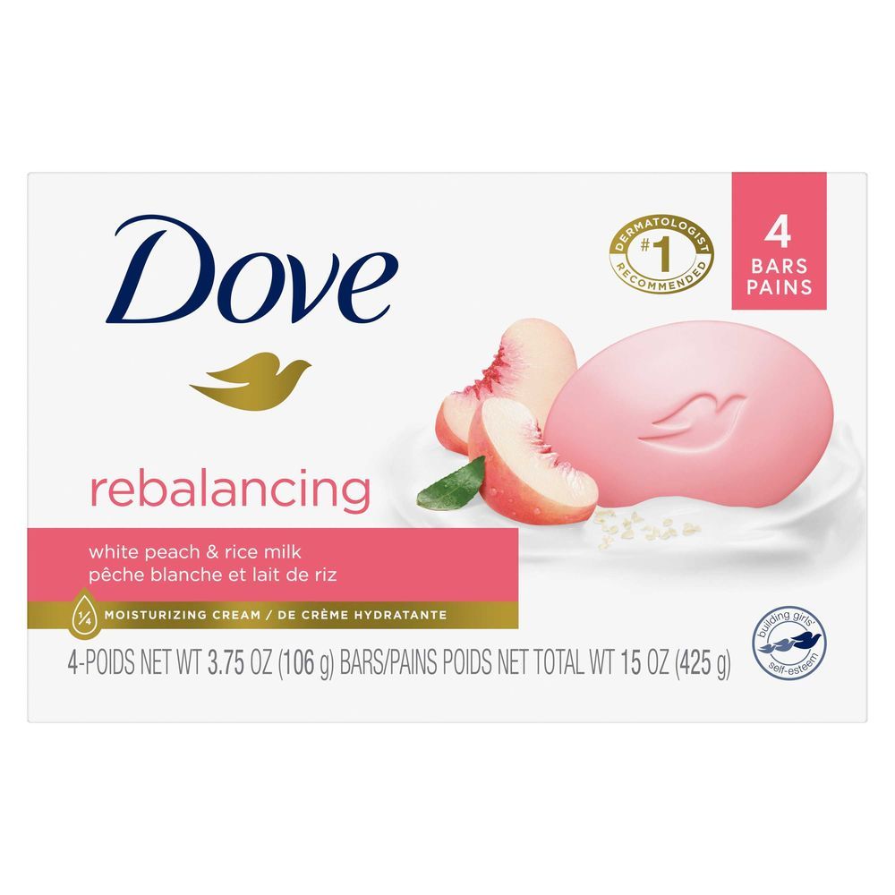Dove Rebalancing White Peach And Rice Milk Beauty Bar Soap, 15 Ounce -- 18 Per Case