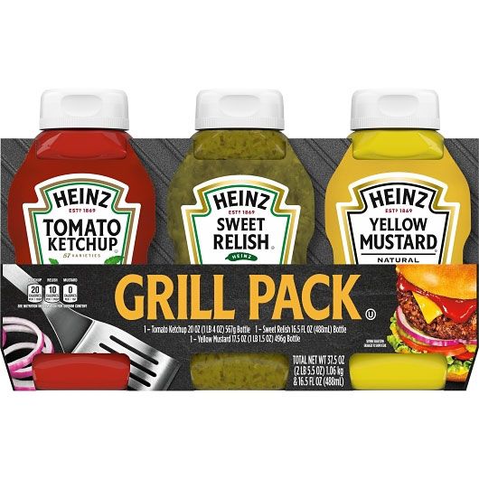Heinz Tomato Ketchup, Sweet Relish And Yellow Mustard Grill Pack, 3.375 Pound -- 4 Per Case