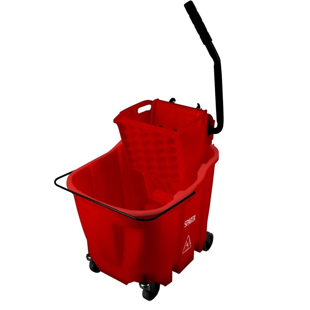 Carlisle 8690405 Omnifit Red Mop Bucket With Sidepress Wringer, Combo, 35 Qaurt Capacity