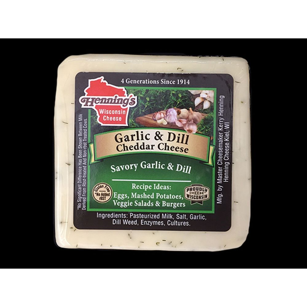 Hennings Garlic And Dill Cheddar Cheese, 5.6 Ounce -- 18 Per Case