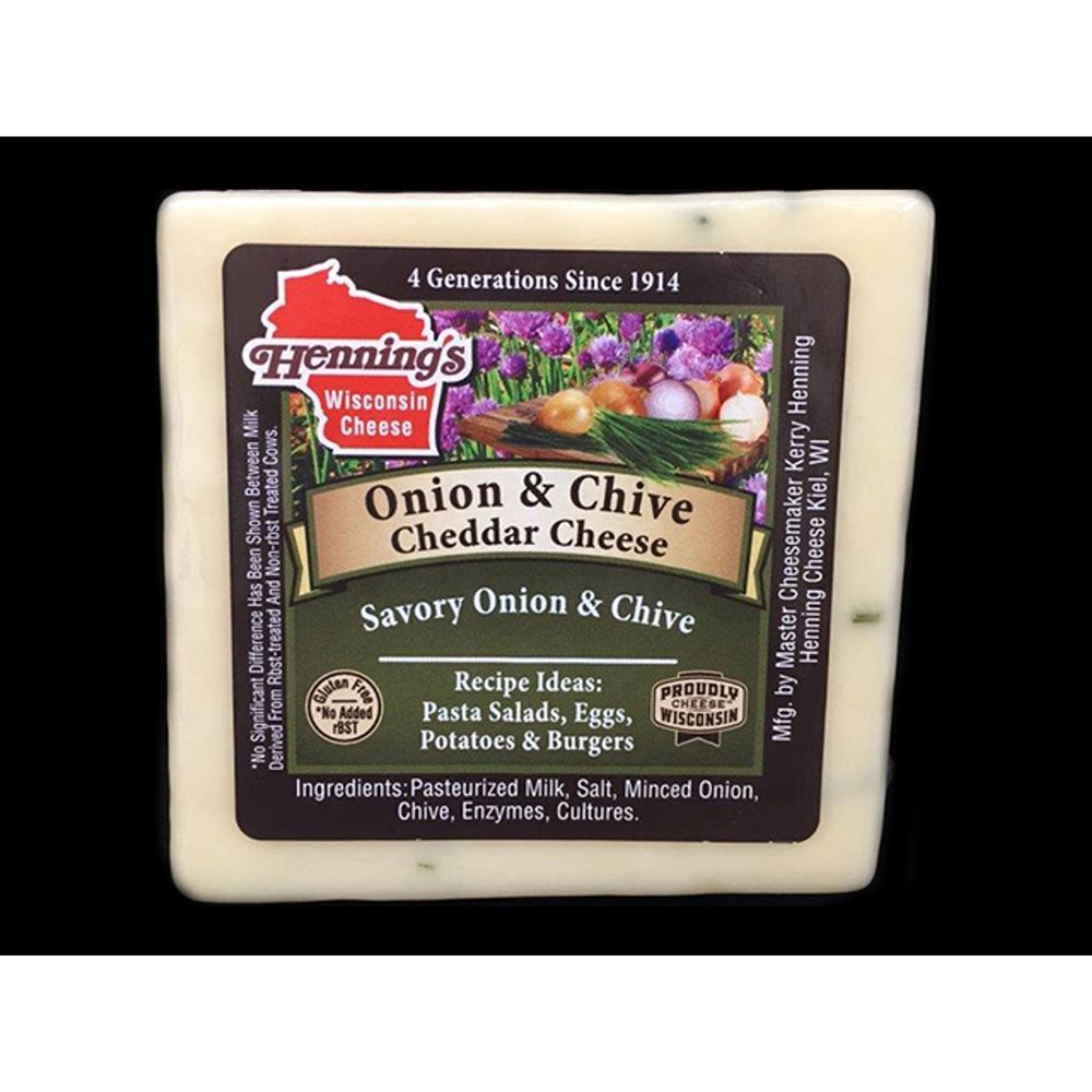 Hennings Onion And Chives Cheddar Cheese, 5.6 Ounce -- 18 Per Case