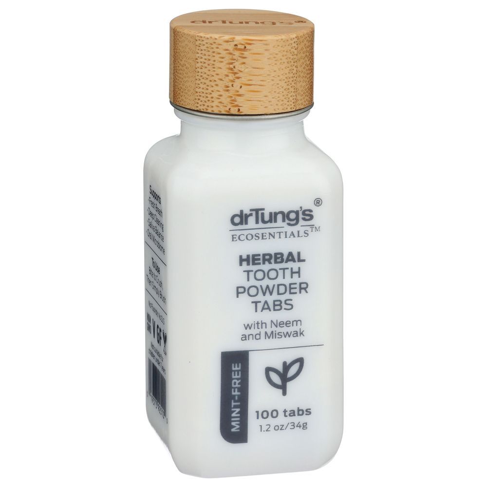 Drtung's Mint Free Herbal Tooth Powder Tabs, 100 Count -- 3 Per Case