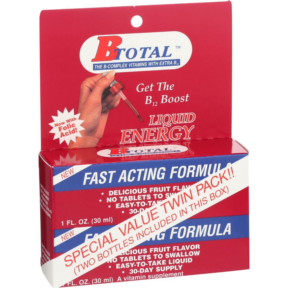 B Total Sublingual Energy Support Vitamin Supplement, Twin Pack, 1 Ounce