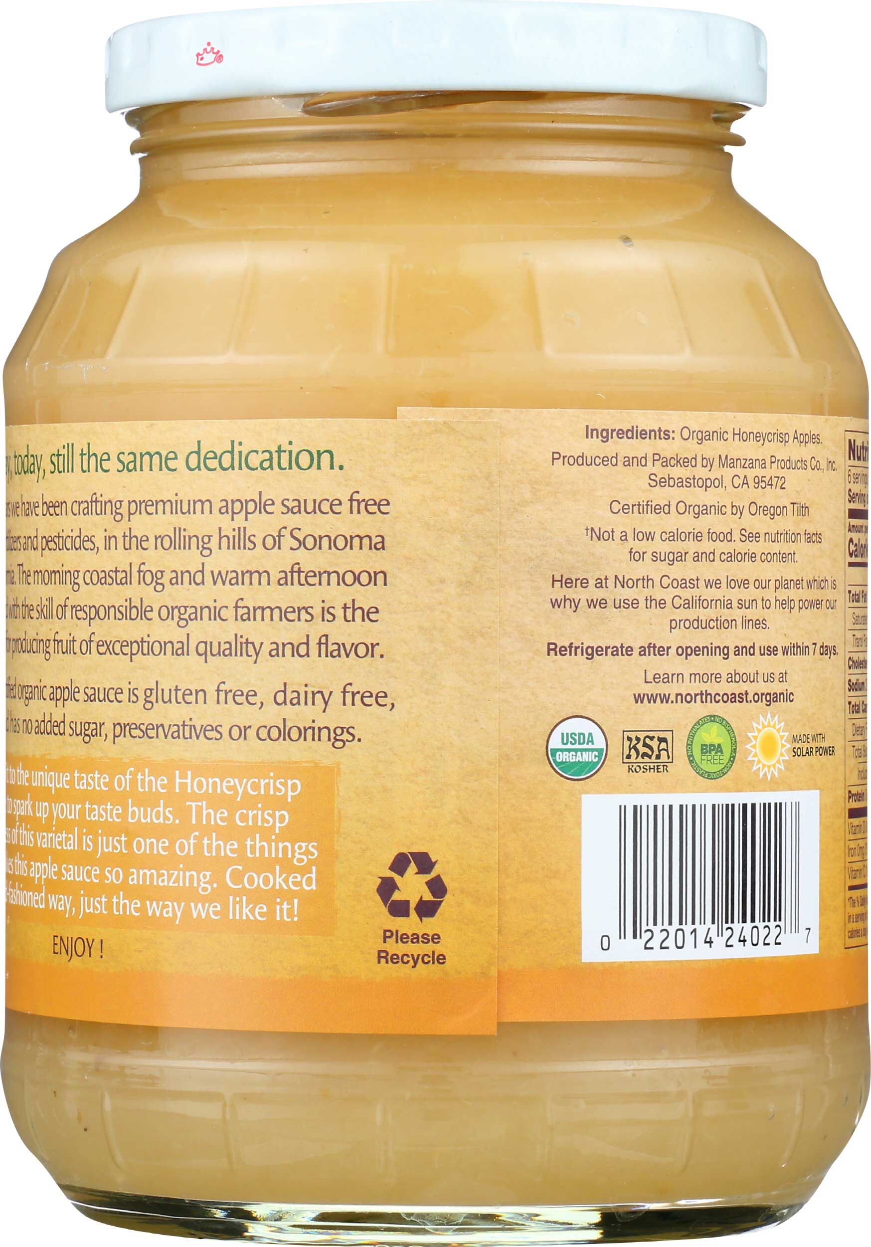 North Coast Organic Honey Crisp Apple Sauce, 24 Ounce -- 6 Per Case