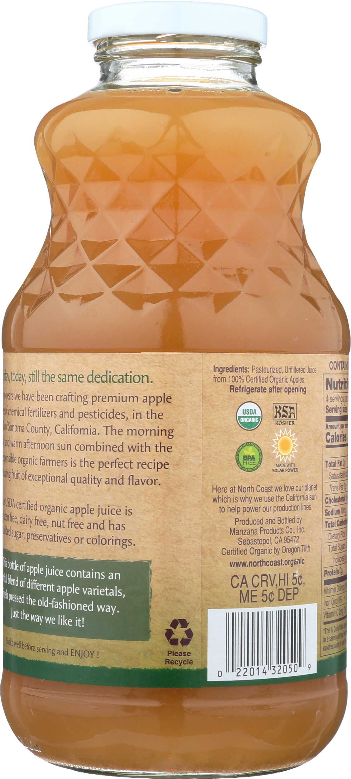 North Coast Organic Apple Juice, 32 Ounce -- 6 Per Case