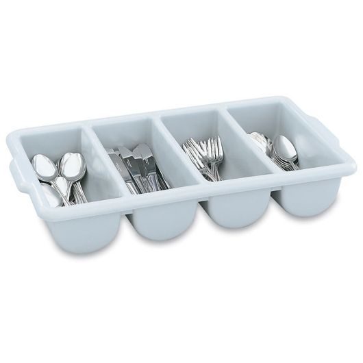 Vollrath Cutlery Box, Gray Plastic Four Rounded Compartments -- 12 Per Case