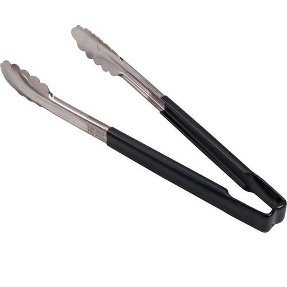 Vollrath 4781220 Stainless Steel Antimicrobial One Piece Scalloped Tong With Black Kool-touch Handle, 12 Inch Length