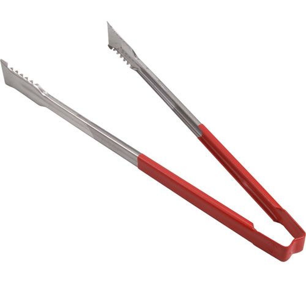 Vollrath 4791640 Stainless Steel Antimicrobial One Piece Tong With Versagrip Ends And Red Kool-touch Handle, 16 Inch Length