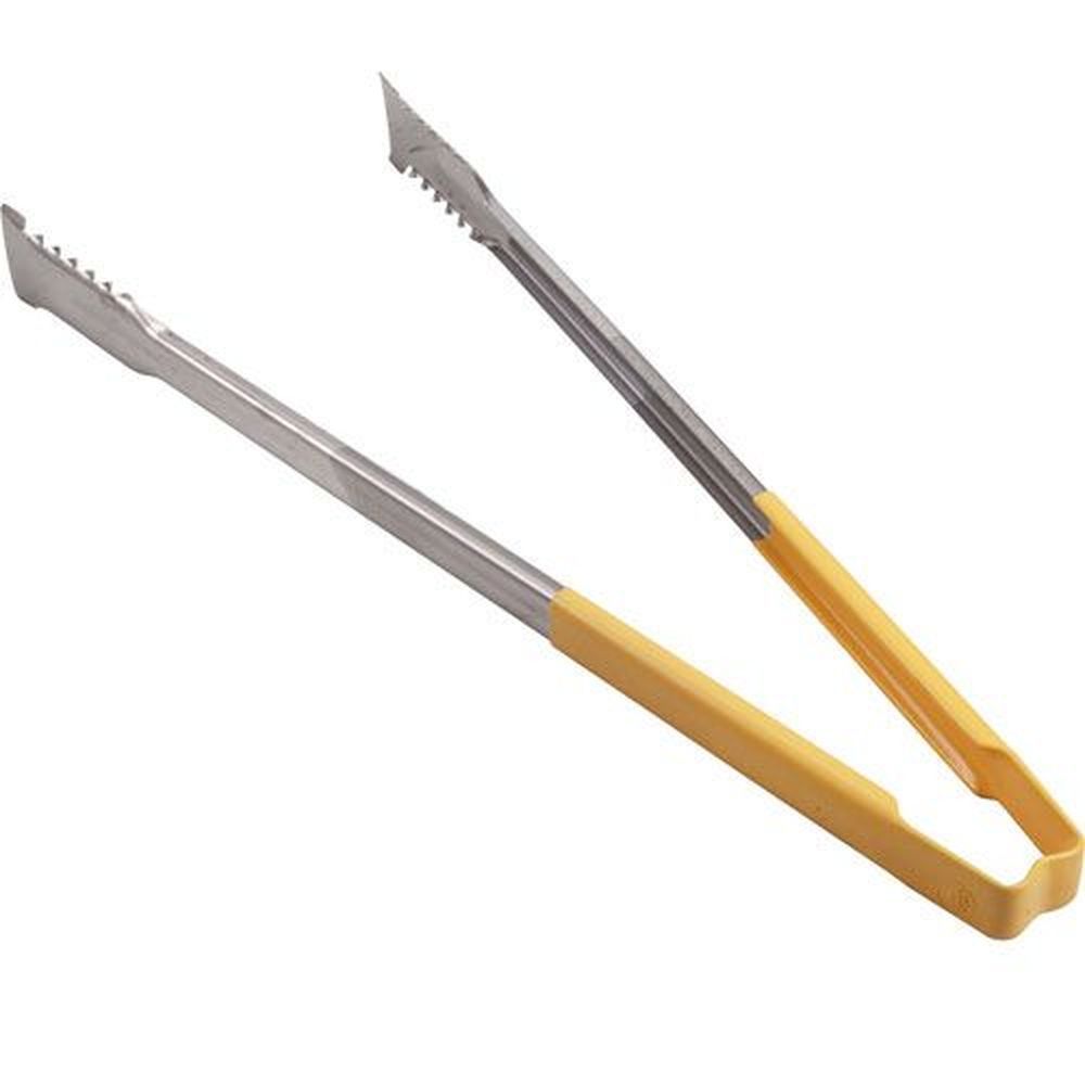 Vollrath 4791650 Stainless Steel Antimicrobial One Piece Tong With Versagrip Ends And Yellow Kool-touch Handle, 16-inch