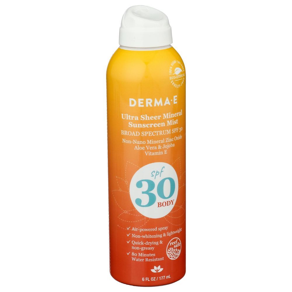 Derma E Spf30 Ultra Sheer Mineral Body Sunscreen Mist, 6 Fluid Ounce